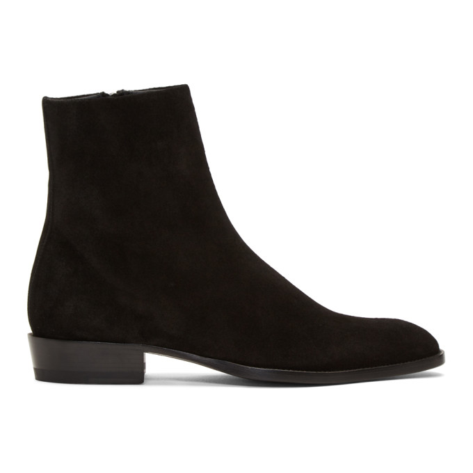 Saint Laurent Black Suede Wyatt Boots