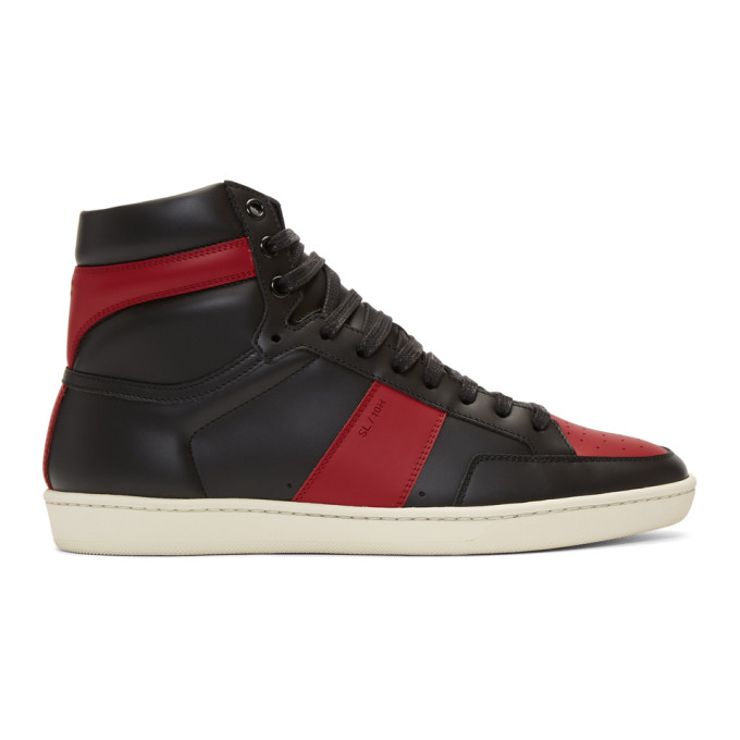 Saint Laurent Black & Red SL/10 High-Top Sneakers