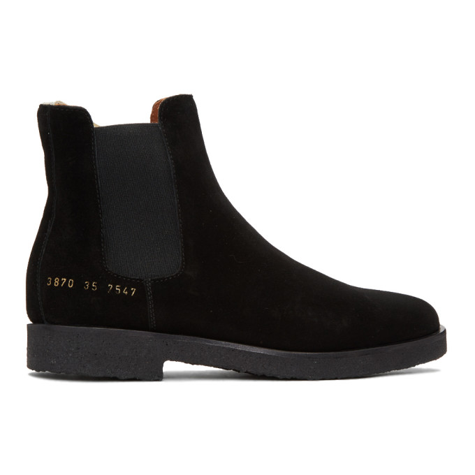 Woman by Common Projects Black Suede Chelsea Boots
