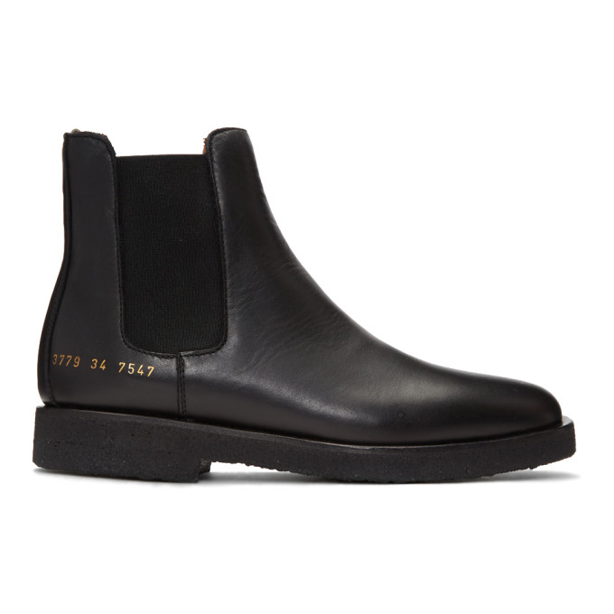 Woman by Common Projects SSENSE Exclusive Black Leather Chelsea Boots