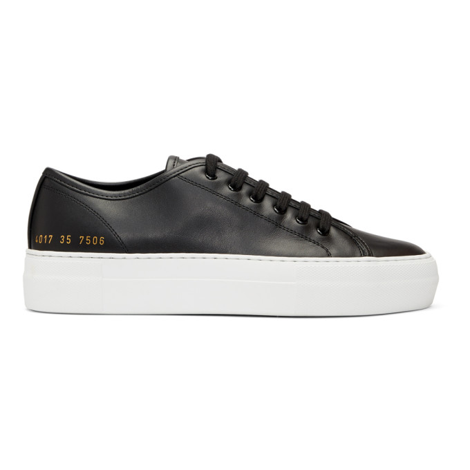 Woman by Common Projects Black & White Tournament Low Super Sneakers