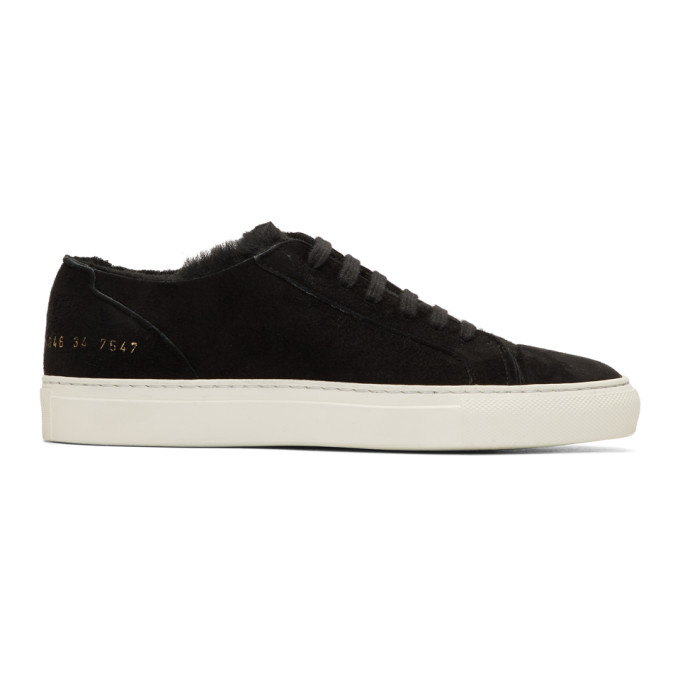 Woman by Common Projects SSENSE EXCLUSIVE Black Shearling Tournament Sneakers