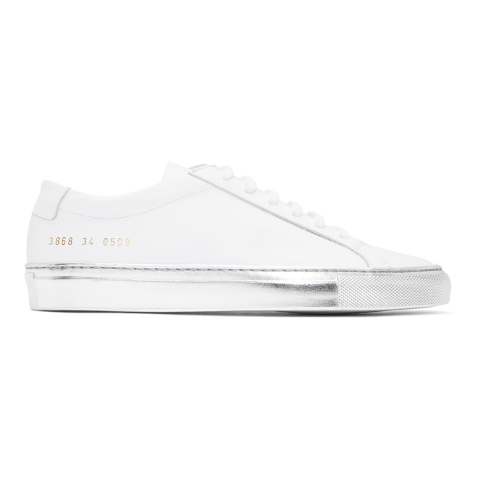 Woman by Common Projects White & Silver Achilles Low Sneakers