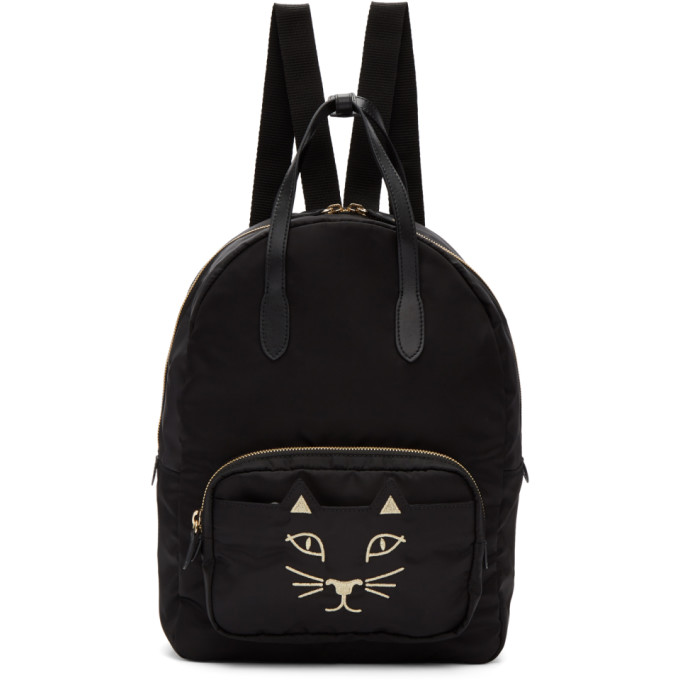 Charlotte Olympia Black Nylon Feline Backpack