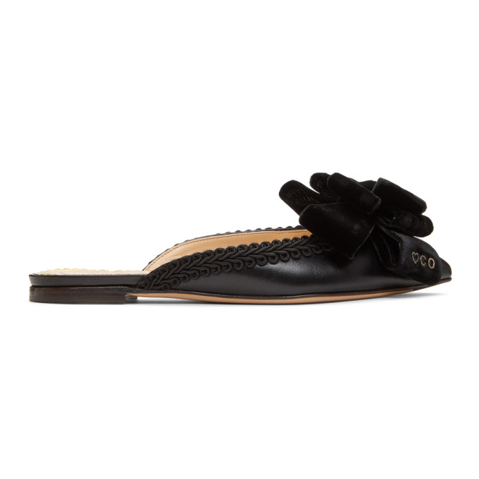 Charlotte Olympia Black Coquetta Slippers