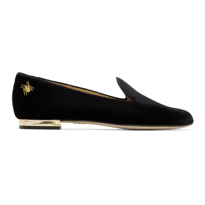 Charlotte Olympia Black Velvet Nocturnal Loafers