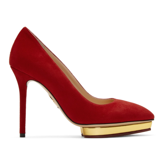 Charlotte Olympia Red Suede Debbie Heels