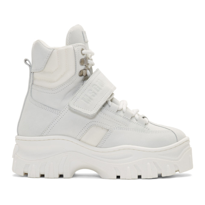 MSGM White Suede Double Sole Sneakers