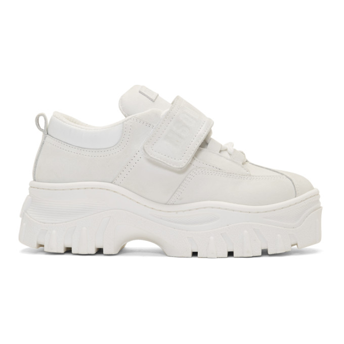 MSGM White Suede Double Sole Sneakers