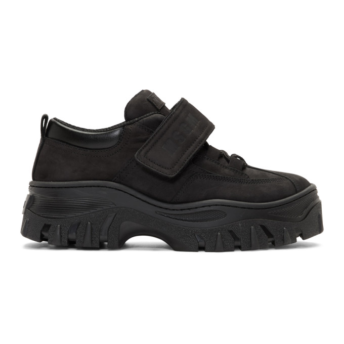 MSGM Black Suede Strap Chunky Double Sole Sneakers