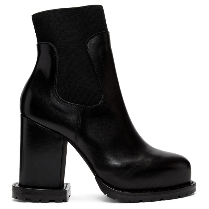 Sacai Black Leather Ankle Boots
