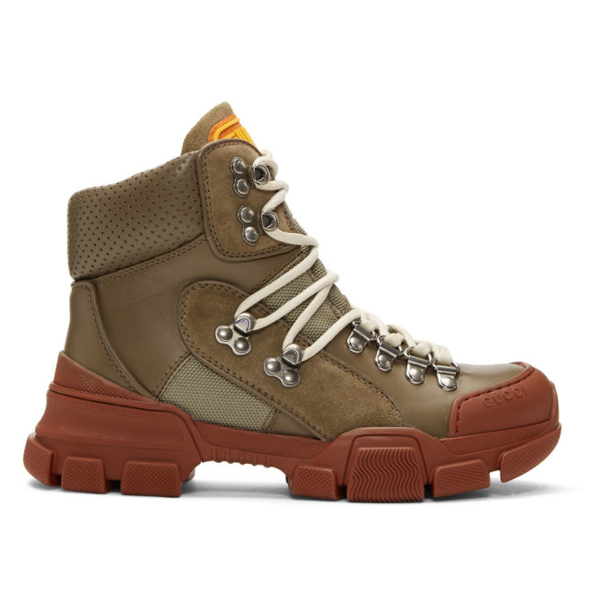 Gucci Khaki & Red Flashtrek Boots