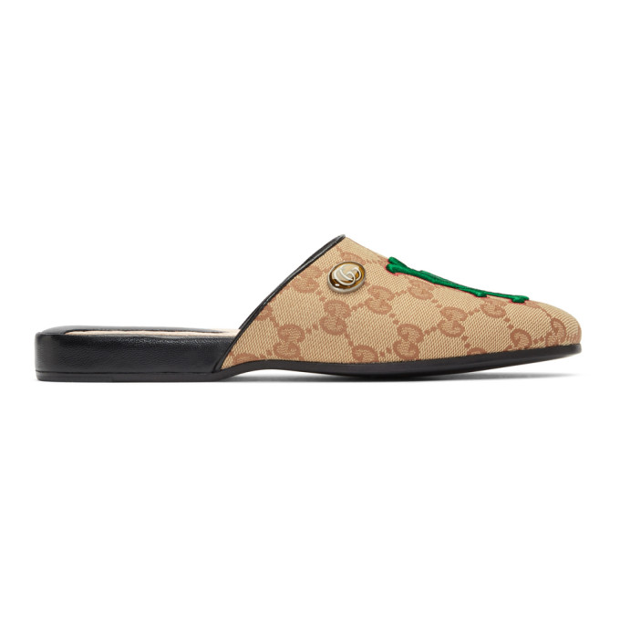 Gucci Beige LA Dodgers Edition Flamel Patch Mules
