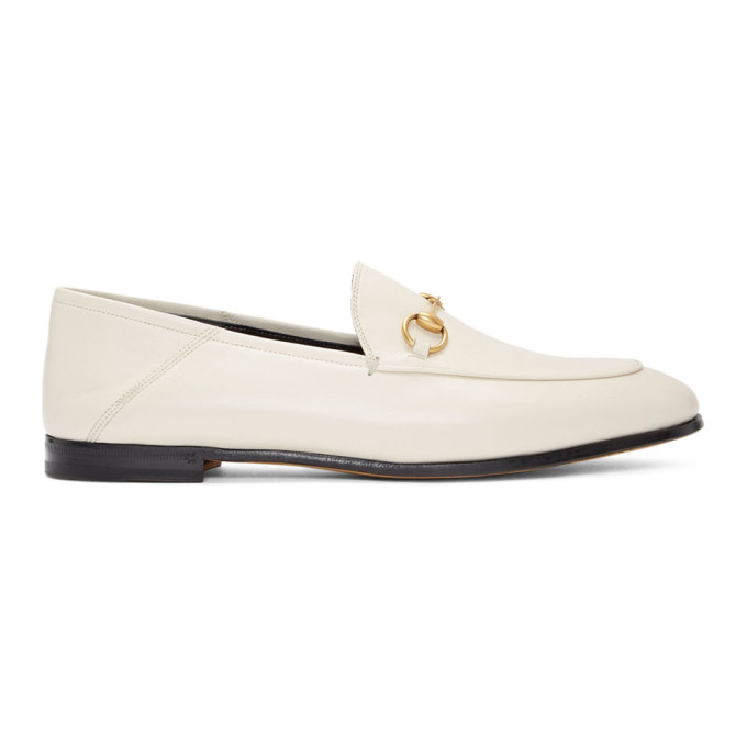 Gucci White Brixton Crushback Loafers