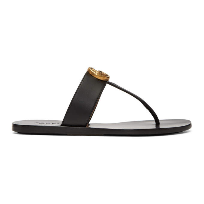 Gucci Black Marmont Thong Sandals
