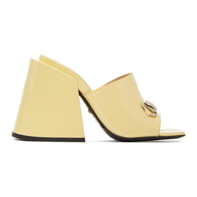 Gucci Yellow Patent Lexi Horsebit Sandals
