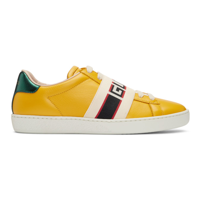 Gucci Yellow New Ace Elastic Band Sneakers