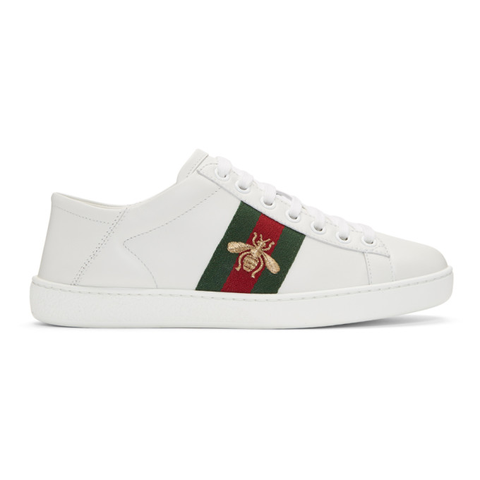 Gucci White Bee New Ace Folded Sneakers