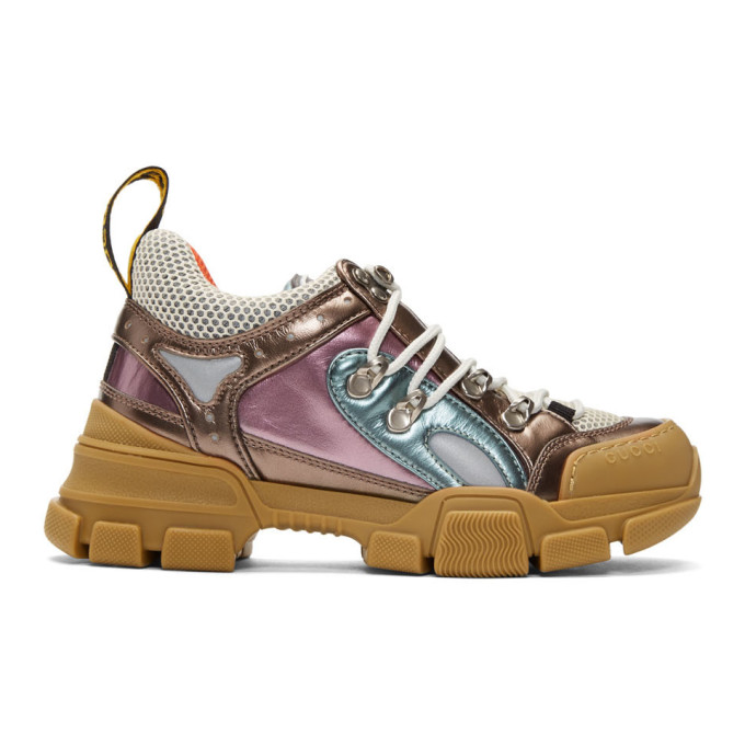 Gucci Pink & Green Flashtrek Sneakers