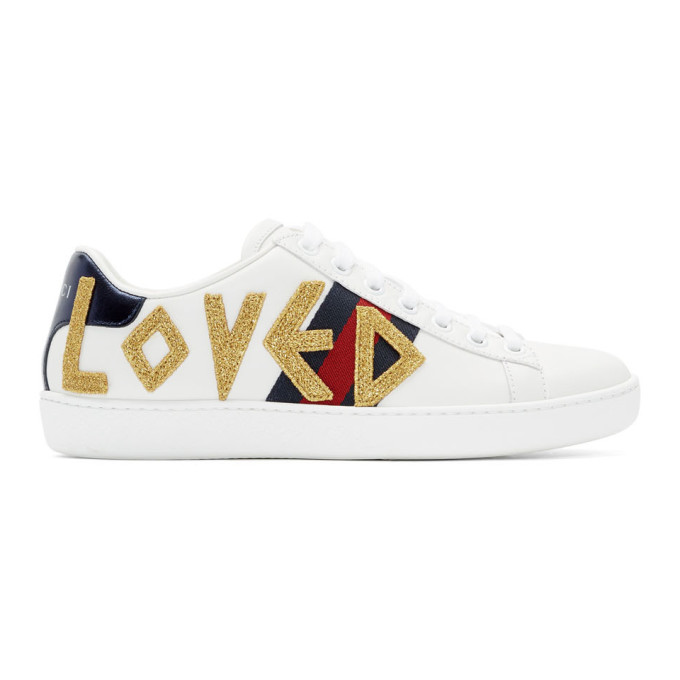 Gucci White 'Loved' Ace Sneakers