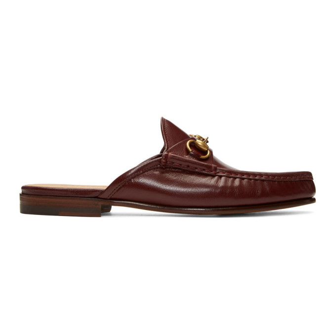 Gucci Burgundy Roos Slip-On Loafers