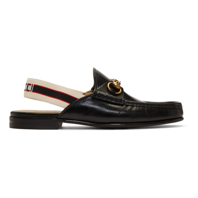 Gucci Black Leather Roos Loafers