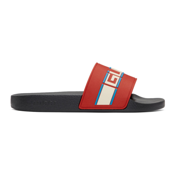 Gucci Red Pursuit Pool Slides