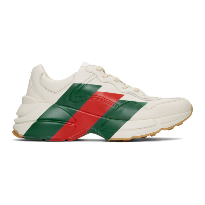 Gucci White Stripes Rhyton Sneakers