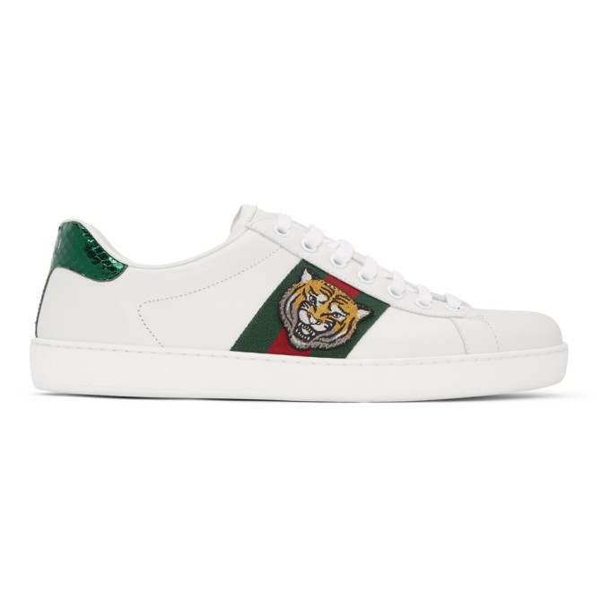Gucci White Tiger Ace Sneakers