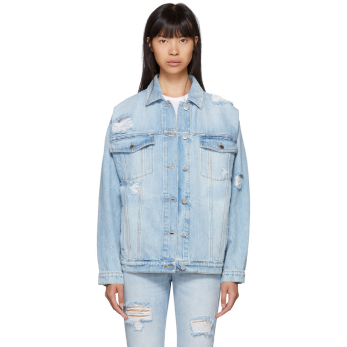 STELLA MCCARTNEY STELLA MCCARTNEY BLUE SHOULDER RIP DENIM JACKET