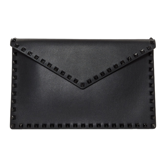 Valentino Black Valentino Garavani Tonal Rockstud Envelope Pouch