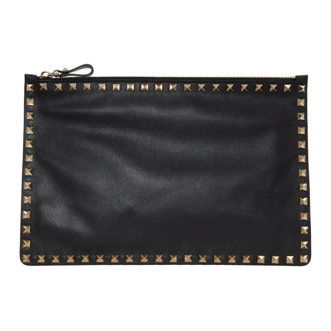Valentino Black Valentino Garavani Rockstud Zip Pouch
