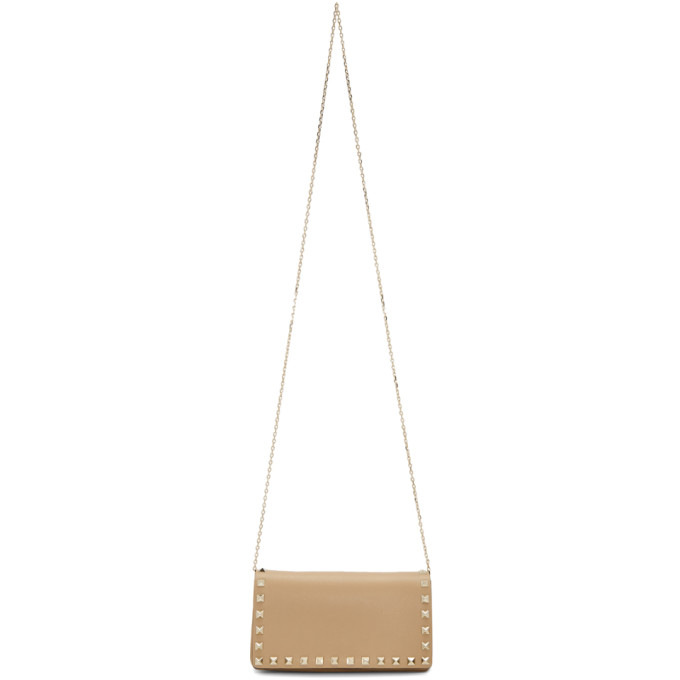 Valentino Tan Valentino Garavani Rockstud East West Flap Bag