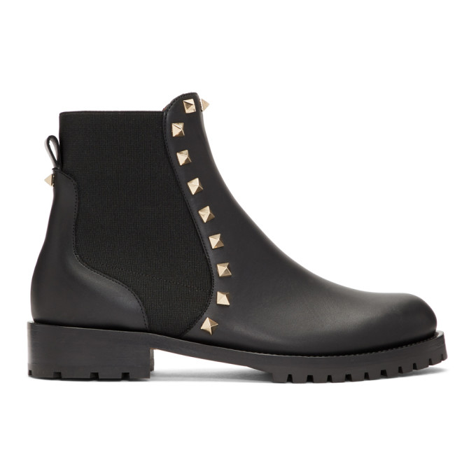 Valentino Black Valentino Garavani Rockstud Boots