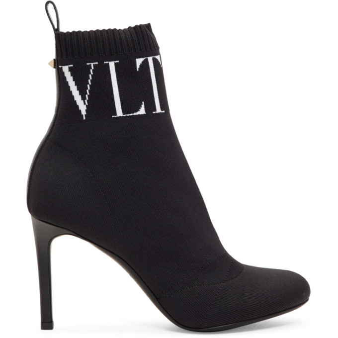 Valentino Black Valentino Garavani 'VLTN' Sock Boots