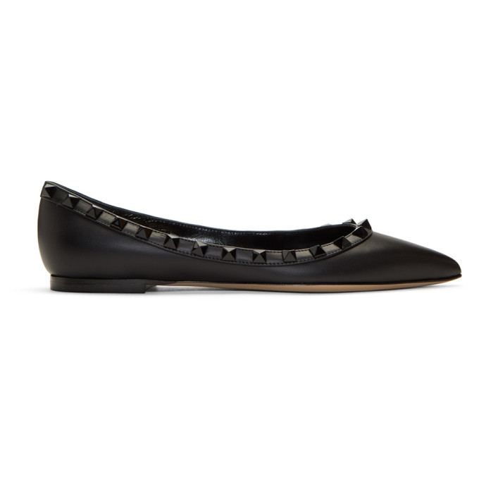 Valentino Black Valentino Garavani Rockstud Ballerina Flats