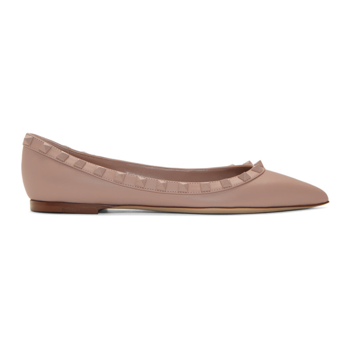 VALENTINO GARAVANI VALENTINO PINK VALENTINO GARAVANI ROCKSTUD BALLERINA FLATS