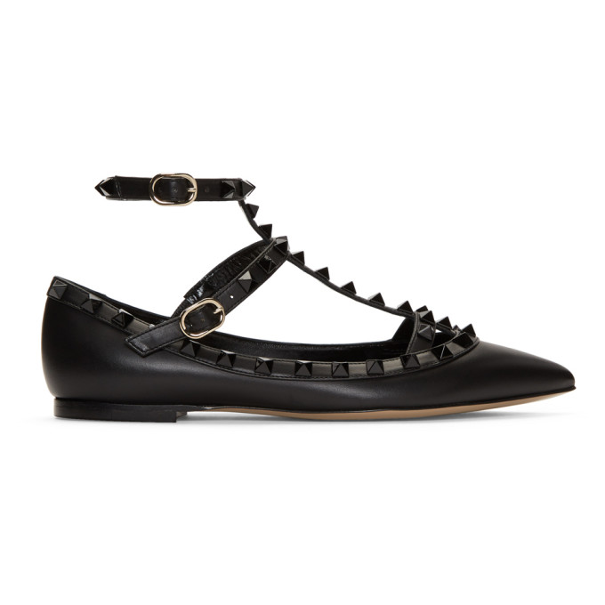 Valentino Black Valentino Garavani Rockstud Cage Ballerina Flats