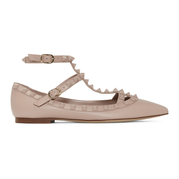 Valentino Pink Valentino Garavani Rockstud Ballerina Flats