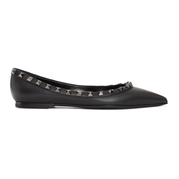 Valentino Black Valentino Garavani Rockstud Ballerina Flats