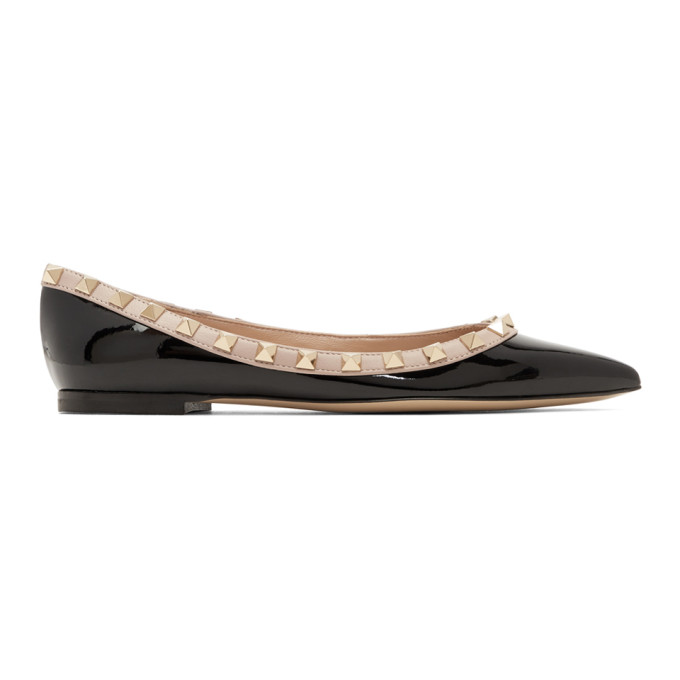 Valentino Black Valentino Garavani Rockstud Pointed Ballerina Flats