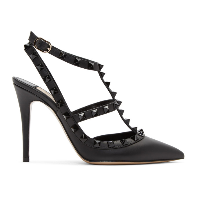 Valentino Black Valentino Garavani Tonal Rockstud Heels