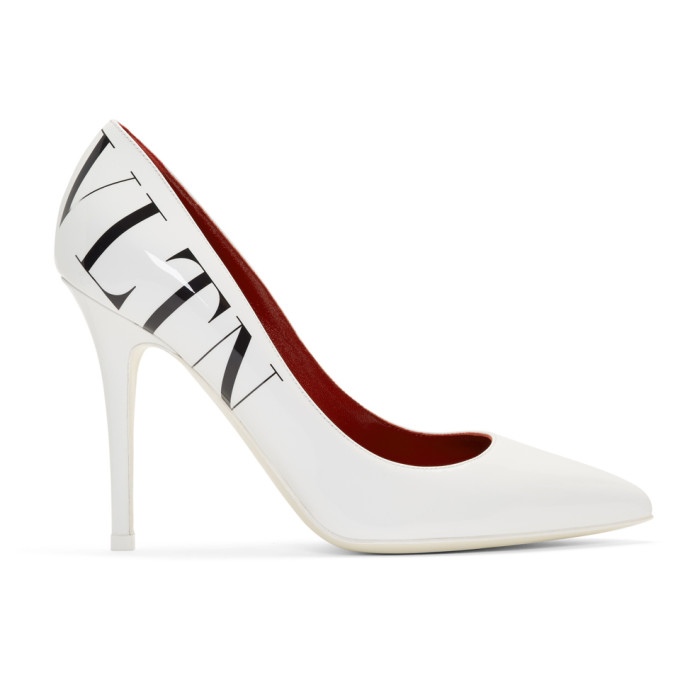 Valentino White Valentino Garavani Logo Heels