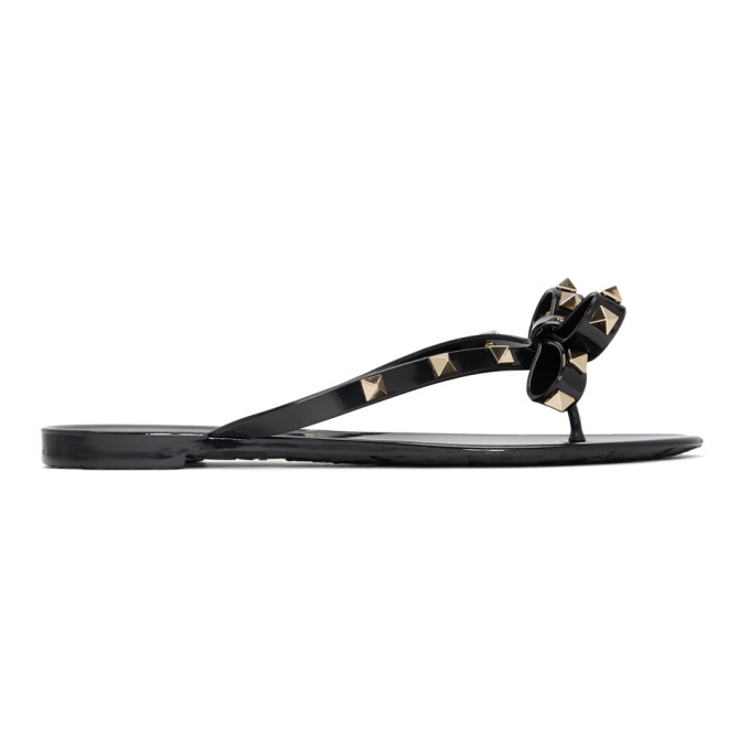 Valentino Black Valentino Garavani Rockstud Bow Sandals