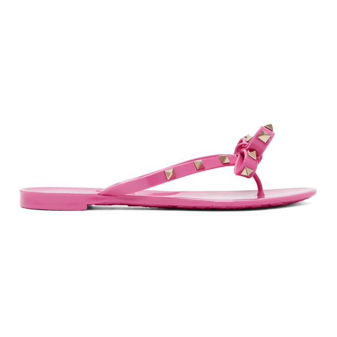 Valentino Pink Valentino Garavani Rockstud Jelly Bow Sandals