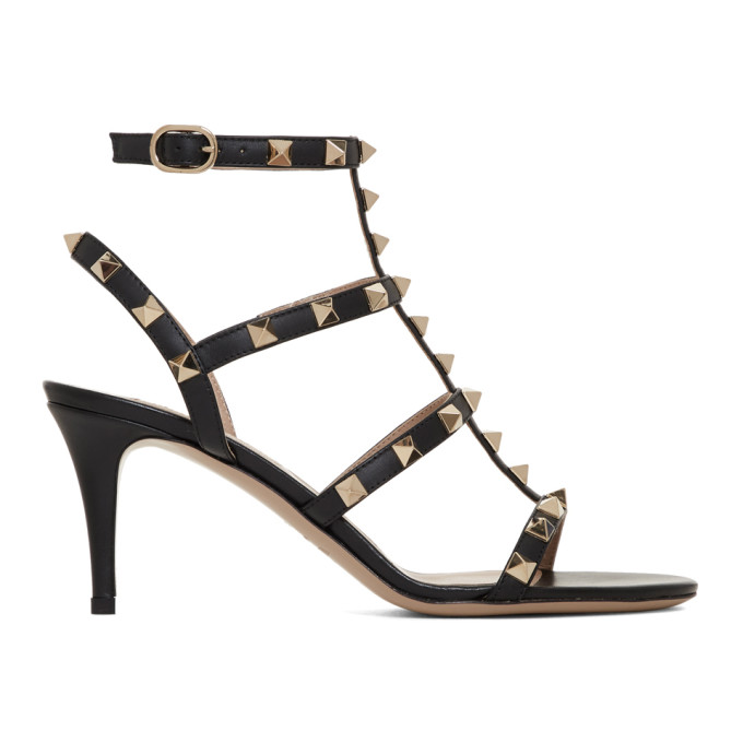 Valentino Black Valentino Garavani Rockstud Cage Heeled Sandals