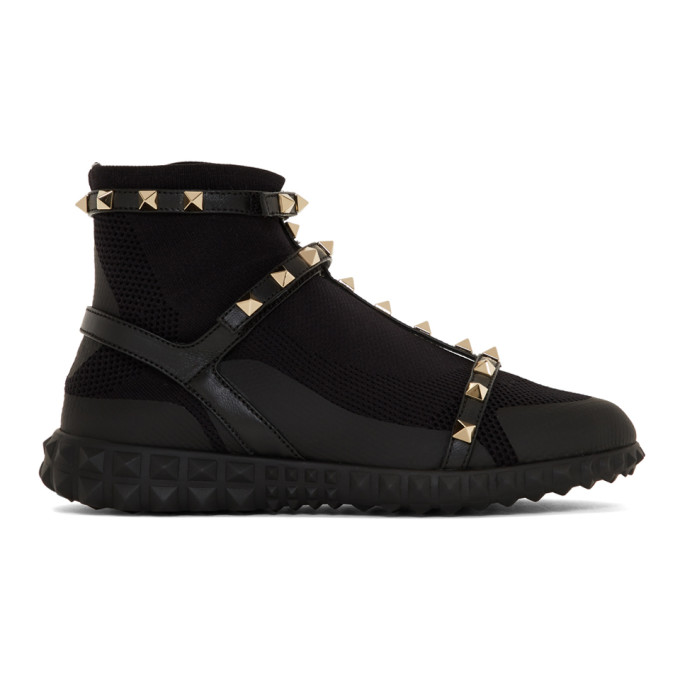 Valentino Black Valentino Garavani Rockstud High-Top Sneakers
