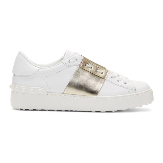 Valentino White & Gold Valentino Garavani Open Sneakers