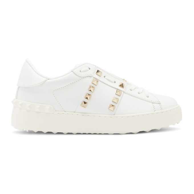 Valentino White Valentino Garavani 'Rockstud Untitled' Sneakers