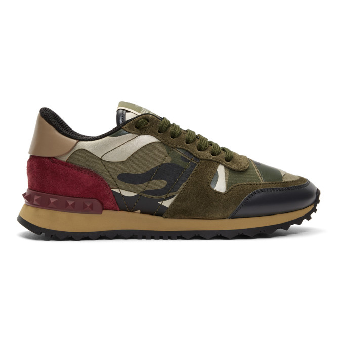 Valentino Green Valentino Garavani Camo Rockstud Runner Sneakers